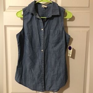 St. John Bay Denim Short Sleeve Shirt